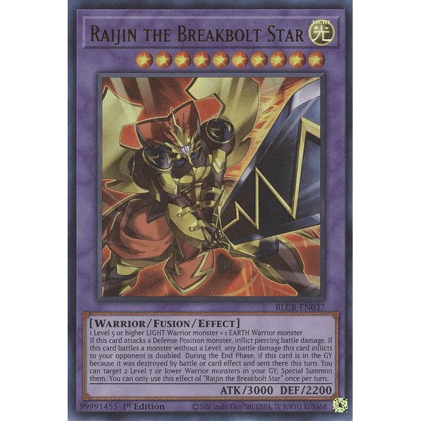 Raijin the Breakbolt Star - BLCR-EN037 - Ultra Rare