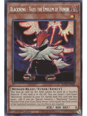 Blackwing - Vayu the Emblem of Honor - BLCR-EN060 - Secret Rare