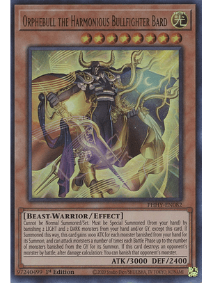 Orphebull the Harmonious Bullfighter Bard - PHHY-EN082 - Ultra Rare 