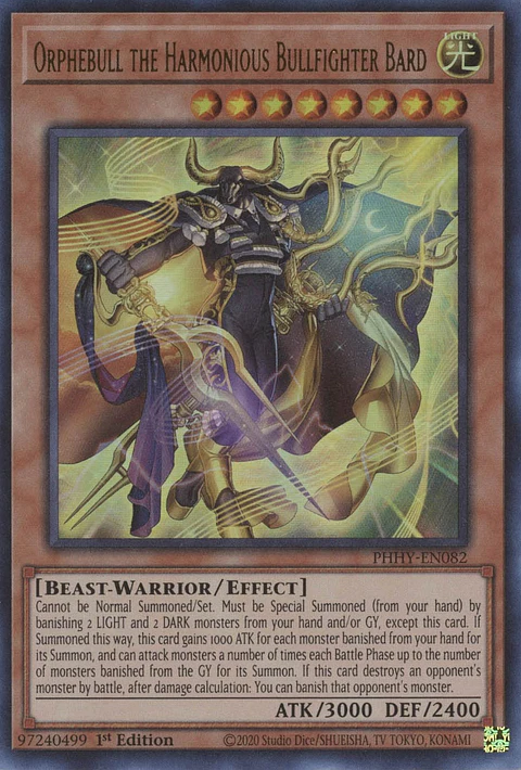 Orphebull the Harmonious Bullfighter Bard - PHHY-EN082 - Ultra Rare 