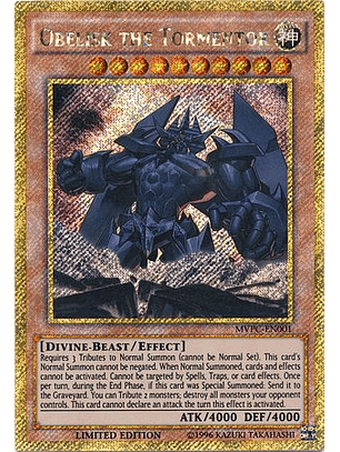 Obelisk The Tormentor - MVPC-EN001 - Limited Edition Gold Rare / Gold Secret Rare