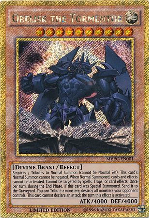 Obelisk The Tormentor - MVPC-EN001 - Limited Edition Gold Rare / Gold Secret Rare