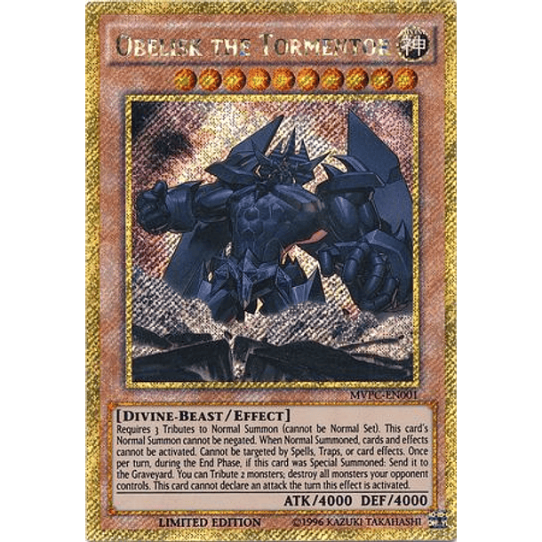 Obelisk The Tormentor - MVPC-EN001 - Limited Edition Gold Rare / Gold Secret Rare