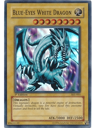 Blue-Eyes White Dragon - SKE-001 - Super Rare desgastado