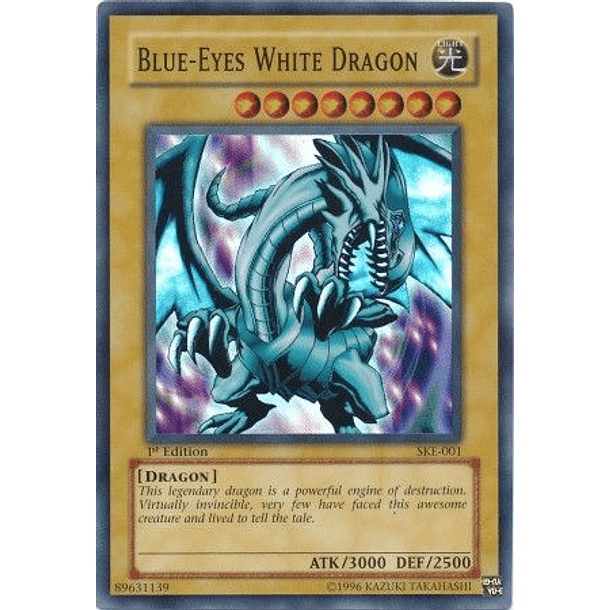Blue-Eyes White Dragon - SKE-001 - Super Rare desgastado