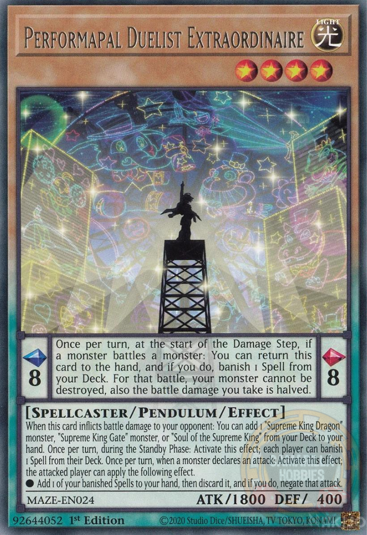 Performapal Duelist Extraordinaire - MAZE-EN024 - Rare  1