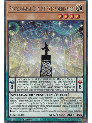 Performapal Duelist Extraordinaire - MAZE-EN024 - Rare 