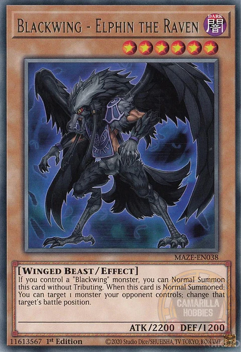Blackwing - Elphin the Raven - MAZE-EN038 - Rare 