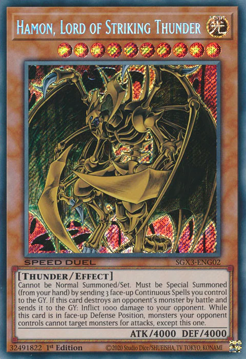 Hamon, Lord of Striking Thunder - SGX3-ENG02 - Secret Rare