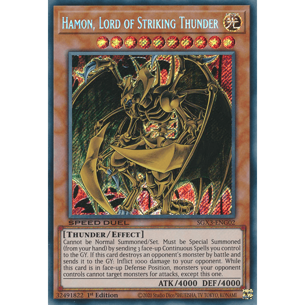 Hamon, Lord of Striking Thunder - SGX3-ENG02 - Secret Rare