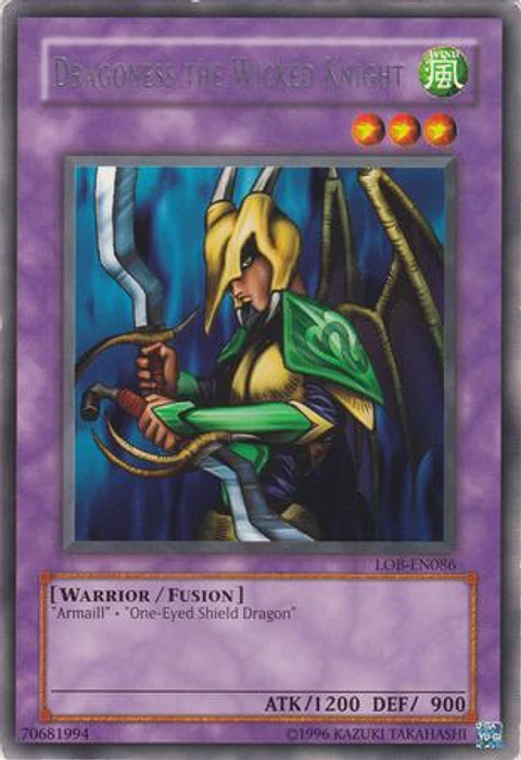 Dragoness the Wicked Knight - LOB-EN086 - Rare Unlimited (25th Reprint)