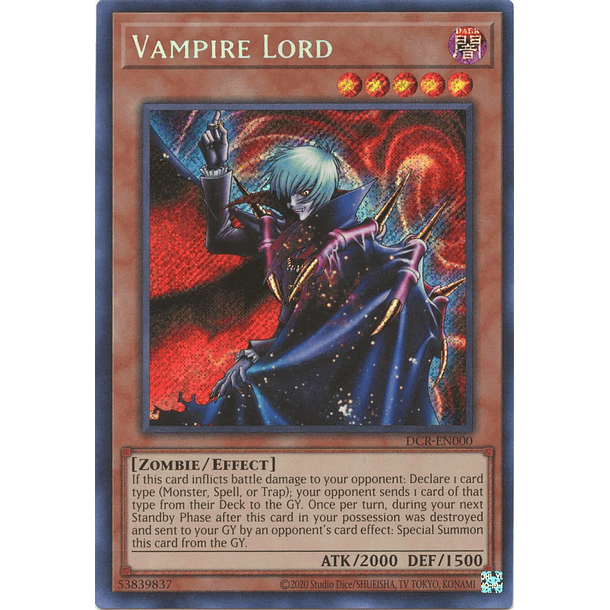 Vampire Lord - DCR-EN000 - Secret Rare Unlimited (25th Reprint)