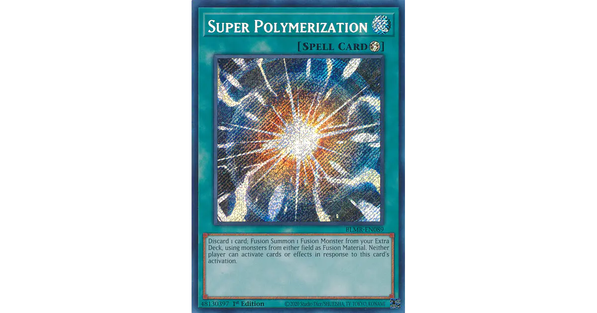 Super Polymerization 1st Edition Secret Rare - BLMR-EN089 Yu-Gi-Oh! TCG Card (Ungraded, Lightly Played)