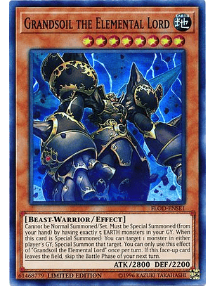 Grandsoil the Elemental Lord - FLOD-ENSE1 - Super Rare Limited Edition
