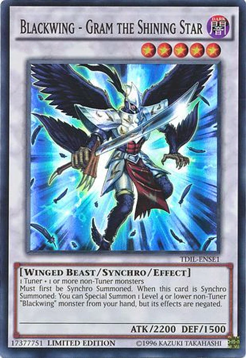 Blackwing - Gram the Shining Star - TDIL-ENSE1 - Super Rare Español