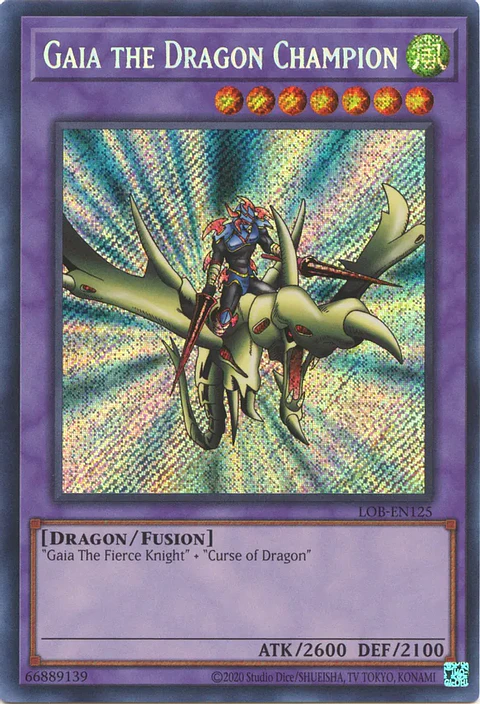 Gaia the Dragon Champion - LOB-EN125 - Secret Rare Unlimited (25th Reprint)