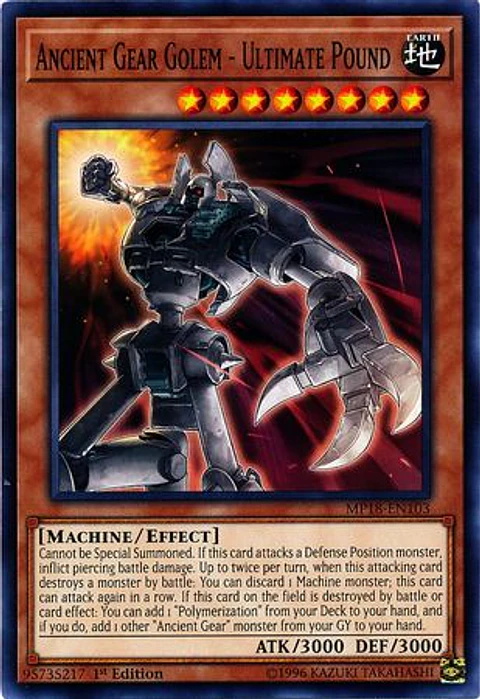 Ancient Gear Golem - Ultimate Pound - MP18-EN103 - Common 