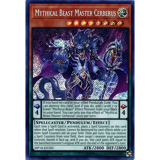 Mythical Beast Master Cerberus - MP18-EN185 - Secret Rare
