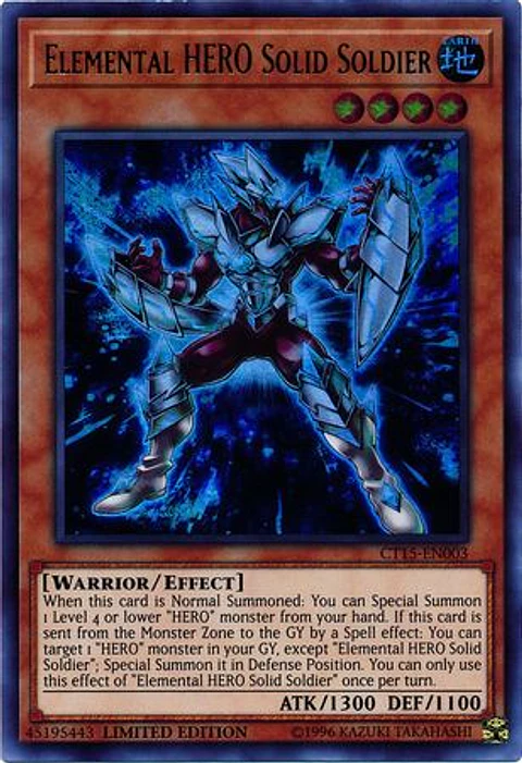 Elemental HERO Solid Soldier - CT15-EN003 - Ultra Rare Limited Edition