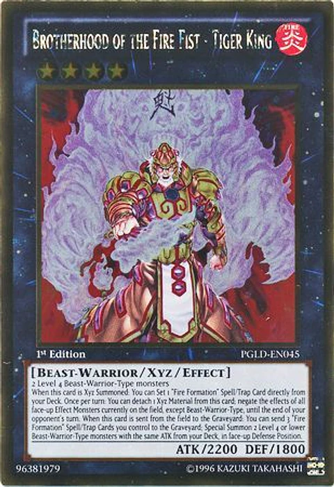 Brotherhood of the Fire Fist - Tiger King - PGLD-EN045 - Gold Rare