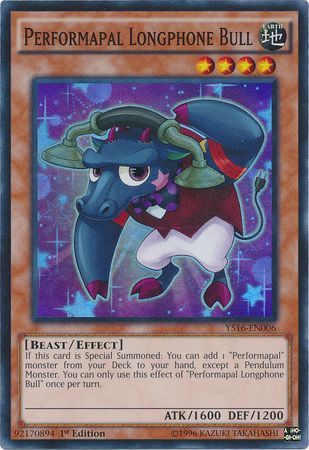 Performapal Longphone Bull - YS16-EN006 - Super Rare (desgastada) 1