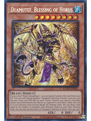 Duamutef, Blessing of Horus - AGOV-EN012 - Secret Rare