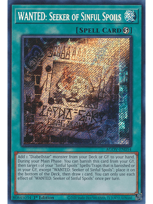 WANTED: Seeker of Sinful Spoils - AGOV-EN054 - Secret Rare