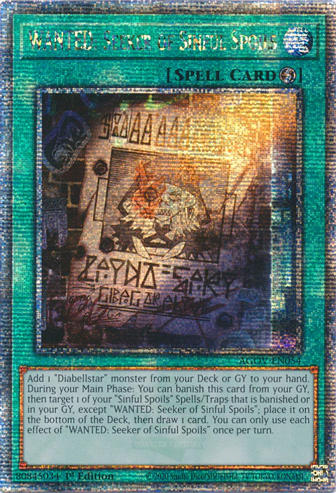 WANTED: Seeker of Sinful Spoils - AGOV-EN054 - Quarter Century Secret Rare