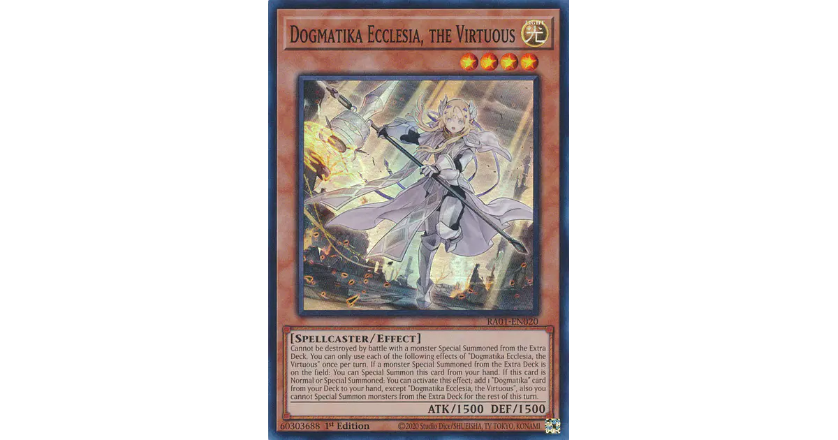 Dogmatika Ecclesia, Die Tugendhafte V.4  Platinum Secret Rare  RA01 De020 V4 Platinum Secret Rare 25th Anniversary Rarity Collection Yugioh Karte