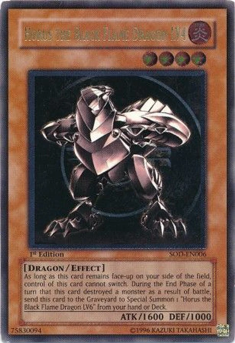 Ultimate Rare - Horus the Black Flame Dragon LV4 - SOD-EN006 1st Edition