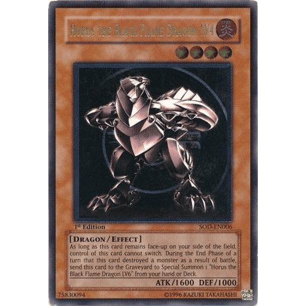 Ultimate Rare - Horus the Black Flame Dragon LV4 - SOD-EN006 1st Edition