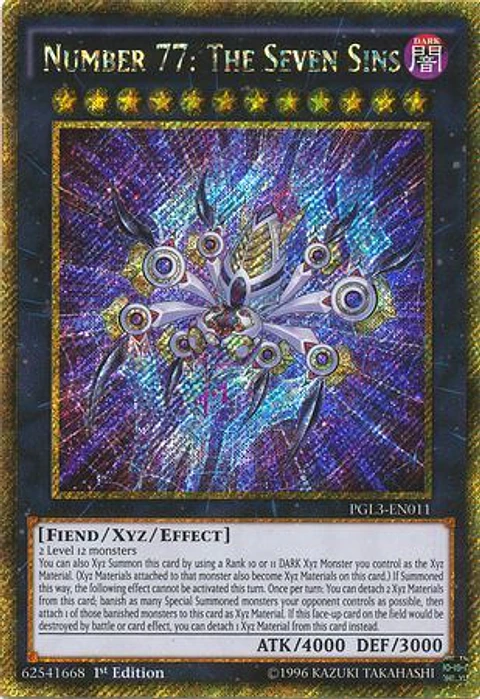 Number 77: The Seven Sins - PGL3-EN011 - Gold Secret Rare 