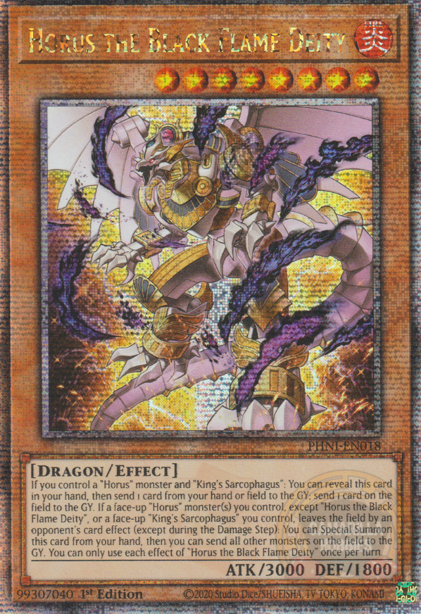Horus the Black Flame Deity - PHNI-EN018 - Quarter Century Secret Rare 1