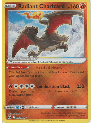 Radiant Charizard - 020/159 - Radiant Rare
