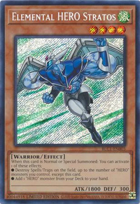 Elemental HERO Stratos - BLC1-EN003 - Secret Rare