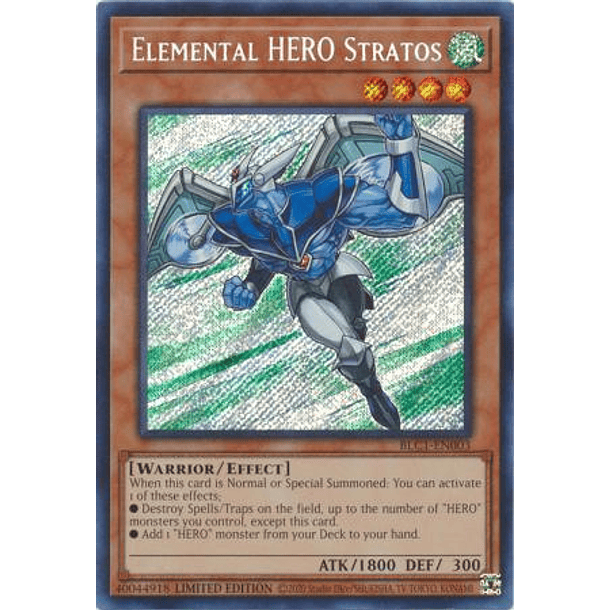 Elemental HERO Stratos - BLC1-EN003 - Secret Rare