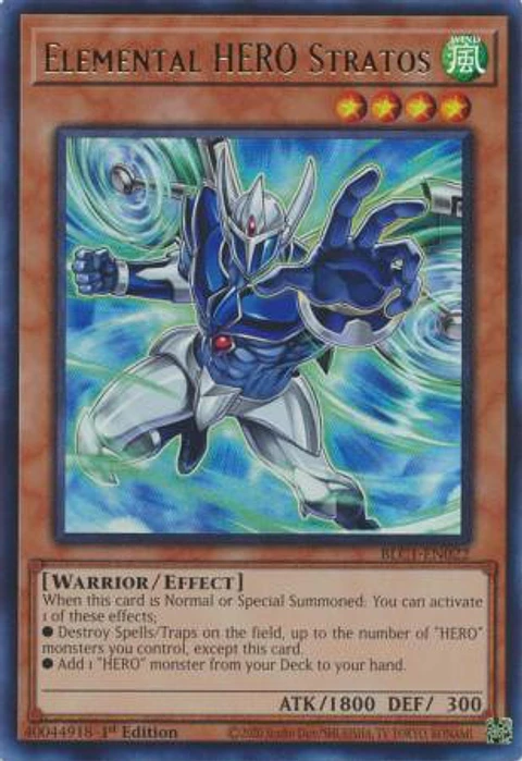 Elemental HERO Stratos (alternate art) - BLC1-EN022 - Ultra Rare