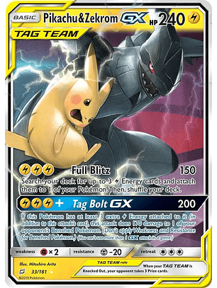 Pikachu & Zekrom GX - 33/181 - Ultra Rare