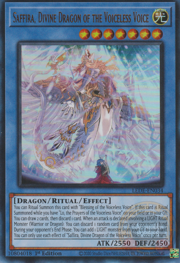 Saffira, Divine Dragon of the Voiceless Voice - LEDE-EN034 - Ultra Rare 1