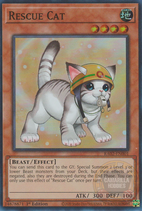 "Rescue Cat" (alternate art) - RA02-EN001