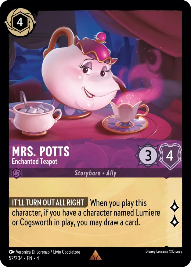 Mrs. Potts - Enchanted Teapot - 52/204 - Rare 1