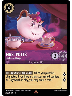 Mrs. Potts - Enchanted Teapot - 52/204 - Rare