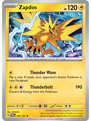 Zapdos - 065/167 - Holo Rare