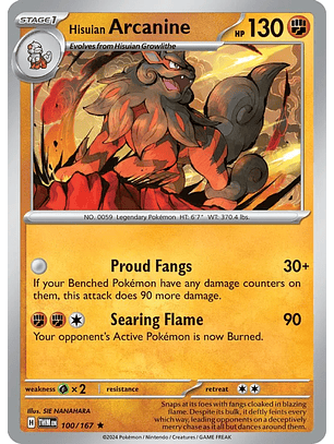 Hisuian Arcanine - 100/167 - Holo Rare - TWM