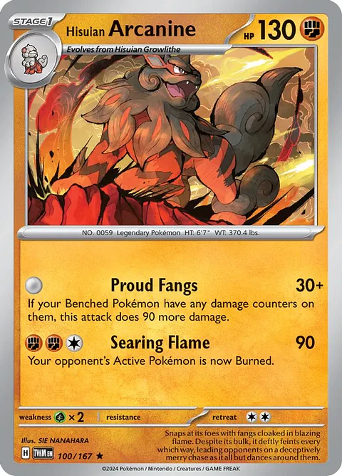 Hisuian Arcanine - 100/167 - Holo Rare - TWM