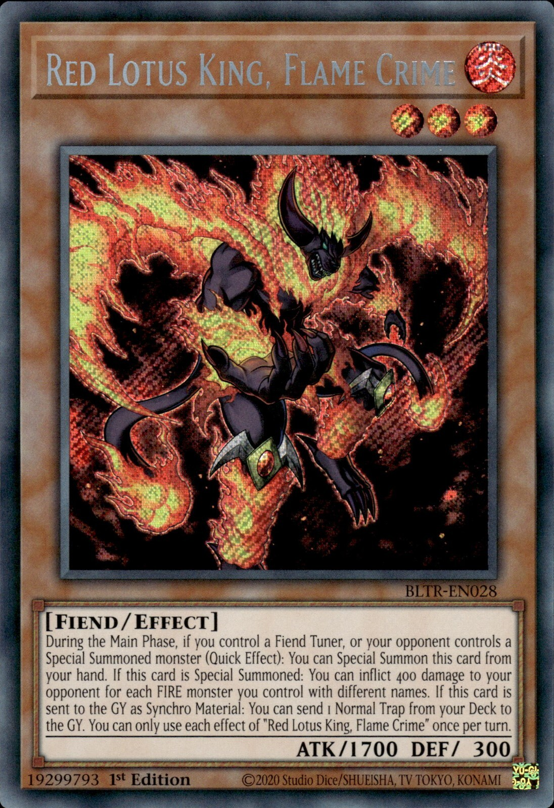 Red Lotus King, Flame Crime - BLTR-EN028 - Secret Rare  1