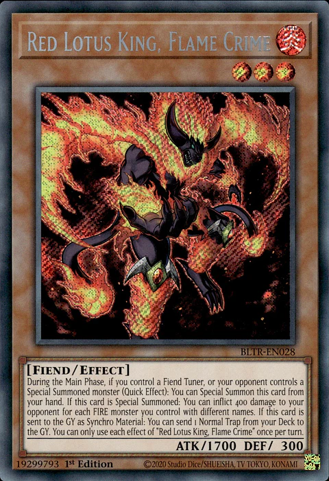 Red Lotus King, Flame Crime - BLTR-EN028 - Secret Rare 