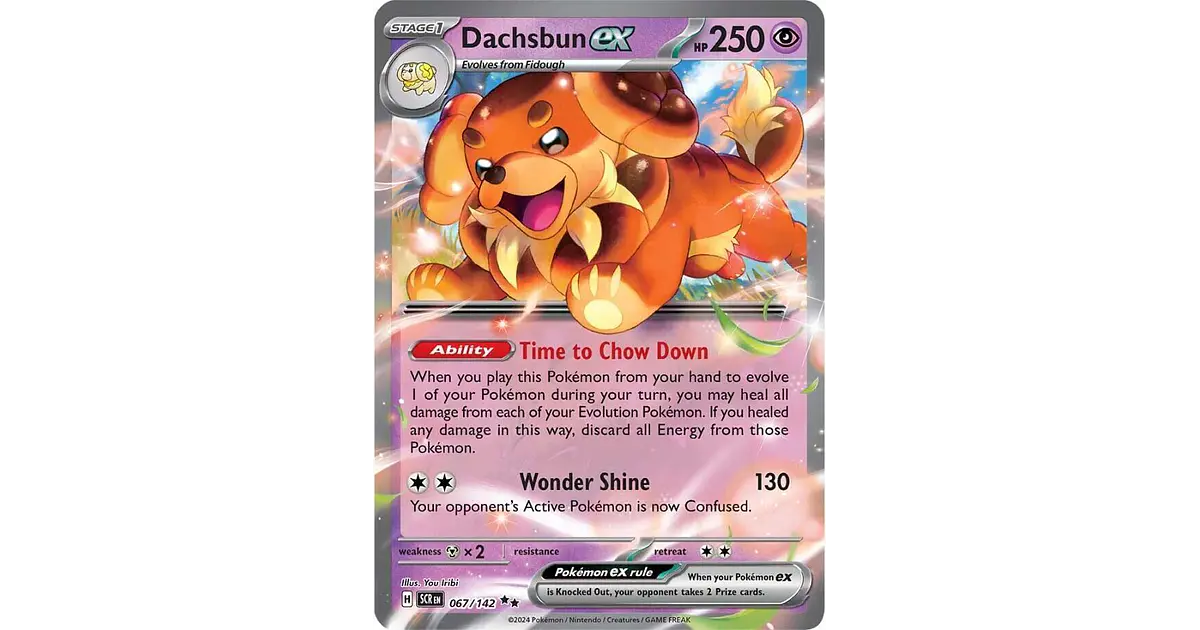 067 142 pokemon card Dachsbun ex 067/142 Stellar Crown Double Rare  Red Panda Gaming discard all Energy from those Pokmon Buy Dachsbun EX 067/142 |