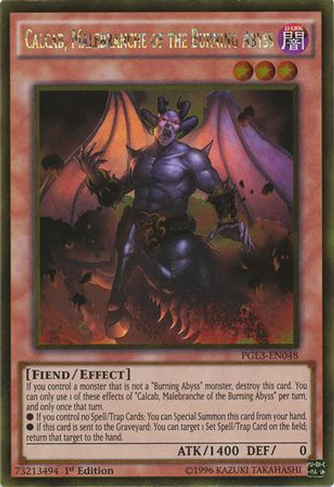Calcab, Malebranche of the Burning Abyss - PGL3-EN048 - Gold Rare