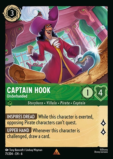 Captain Hook - Underhanded - 71/204 - Rare *6 1